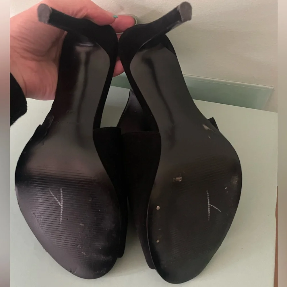 Women's Black Open-Toe Heels - Picture 7 of 12
